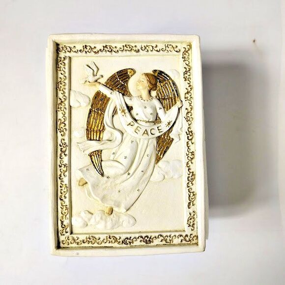 Roman Mitsuyo Angel Peace Jewelry Trinket Music Box - Picture 1 of 7